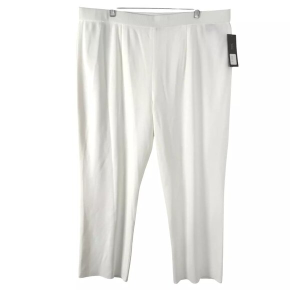 Misook Pull On Ankle Pants Womens 3X White Acrylic Polyester NWT PT-2367 - Picture 1 of 8